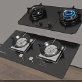 Modern Kitchen Gas Stoves With Black Glass Panel And Double Burners