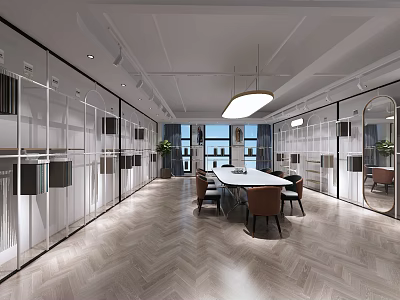 Modern Open Kitchen Interior Design With Island Counter And Cabinets 3d model