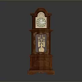 Vintage Wooden Grandfather Clock With Ornate Carvings Clock Face And Pendulum