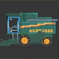Green Combine Harvester Model AZRT 2008 With Large Wheels And Front Reaping Device 3d model