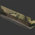 Natural Terrain Profile Showing Layered Soil Grass Vegetation Trees And Water Edge