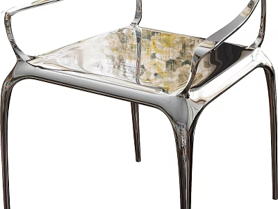 Modern Dining Chair With Transparent Acrylic Seat And Sleek Metallic Frame Design 3d model