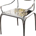 Modern Dining Chair With Transparent Acrylic Seat And Sleek Metallic Frame Design