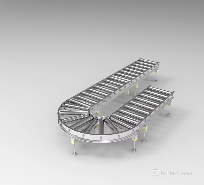 Industrial Stainless Steel U Shaped Roller Conveyor Equipment for Efficient Production Line Handling 3d model 