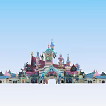 Colorful Castle Entrance Gate With Ornate Towers Decorative Spires And Vibrant Architecture For Themed Park