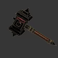 Heavy Duty Metal Hammer With Spiked Head And Red Decorative Handle
