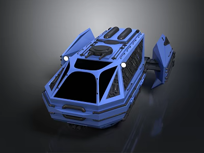 Advanced Blue Space Exploration Rover With Futuristic Design Open Hatches And Lights 3d model