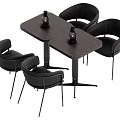 Modern Dining Table Set With Black Chairs And Wooden Tabletop 3d model