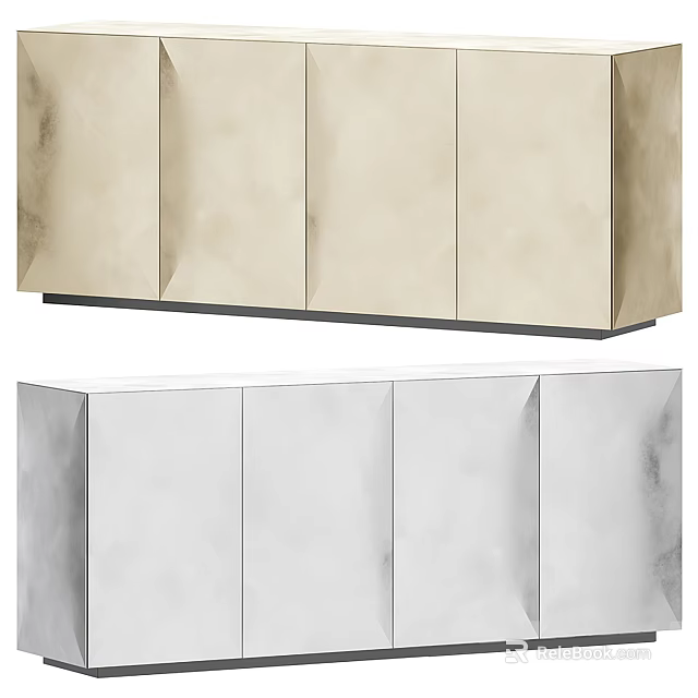 Modern Minimalist Console Side Cabinet With Beige White Sleek Doors And Storage Design 3d model 