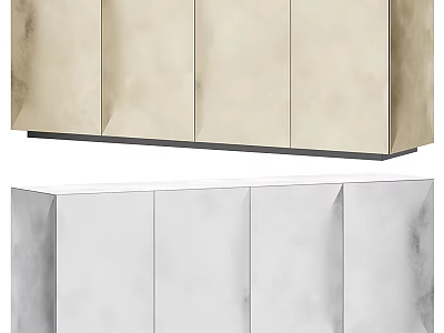 Modern Minimalist Console Side Cabinet With Beige White Sleek Doors And Storage Design 3d model