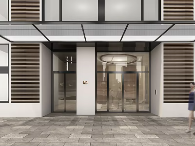 Modern Shopping Mall Store Exterior Design With Glass Doors And Commercial Entrance Facade 3d model