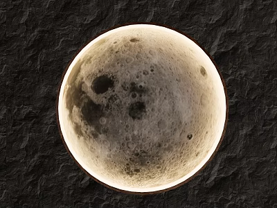 Moon Shaped Wall Lamp Mounted on Textured Dark Wall with Soft Glow 3d model
