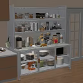 Modern Kitchen Sideboard With Transparent Glass Doors And Ample Storage Space For Kitchen Supplies
