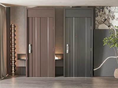 Modern security door entry single door combination 3d model