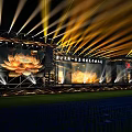 Fourth Session Dream Building Road Opening Ceremony Stage With Yellow Light Beams And Flower Design