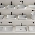 Modern Bathroom Washbasin Designs With Various Shapes And Black Faucet Fittings