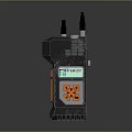 Rugged Gray Walkie Talkie With Dual Antennas Display Screen And Orange Buttons