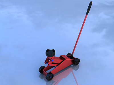 Industrial Red Hydraulic Jack With Black Handle And Movable Wheels Lifting Tool 3d model Industrial Red Hydraulic Jack With Black Handle And Movable Wheels Lifting Tool 3d model