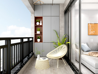 Modern balcony outdoor chair 3d model