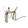 Wooden Table Lamp Featuring Abstract Animal Structure with Square Shade and Power Cord