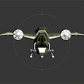 Futuristic Metallic Yellow Spacecraft Design With Twin Engines And Green Windows