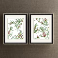 Framed Botanical Art Paintings With Plants Leaves Flowers And Butterflies