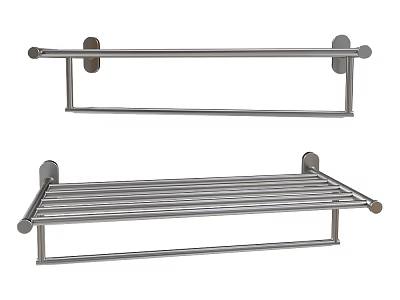 Bathroom Accessories Stainless Steel Single Rod Towel Rack And Multi Bar Shelf Modern Design 3d model