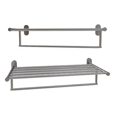 Bathroom Accessories Stainless Steel Single Rod Towel Rack And Multi Bar Shelf Modern Design 3d model