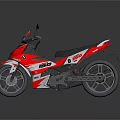 Red and White Sporty Motorcycle with Streamlined Design and Graphics