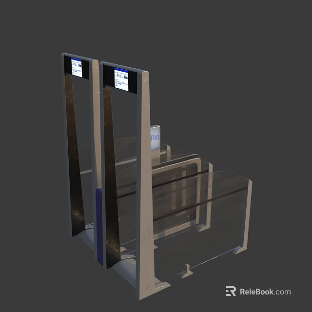 Public Facility Security Gate With Transparent Panels Digital Screens And Metal Detection 3d model 