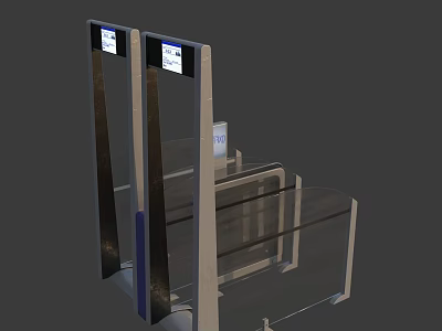 Public Facility Security Gate With Transparent Panels Digital Screens And Metal Detection 3d model