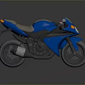 Blue Sports Motorcycle With Streamlined Body Gray Seat And Orange Accents Design