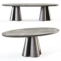 Modern Dining Table With Elegant Marble Top And Conical Metal Legs 3d model