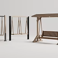 Three Outdoor Swing Chairs Featuring Two Simple Frames And One Wooden Canopy Design 3d model