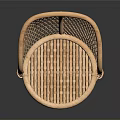 Rattan Leisure Chair with Woven Backrest Seat and Curved Armrest Design