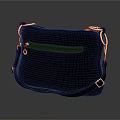 Black Leather Shoulder Bag With Curved Shape And Gold Metal Hardware