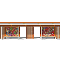 Stylish Outdoor Wooden Pergola Design With Colorful Decorative Panels And Columns