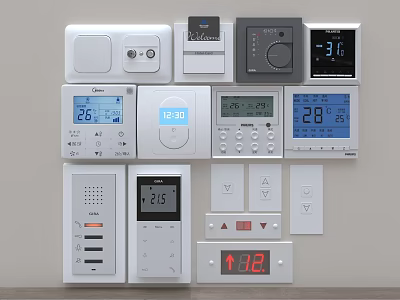 Smart Switch Panels With Temperature Control And Digital Time Displays 3d model