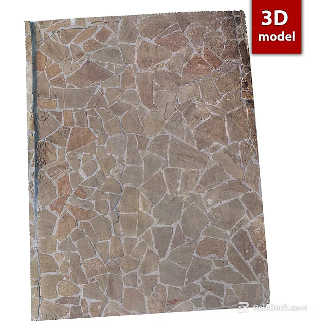 Natural Stone Ground Surface With Irregular Mosaic Pattern And Brown Gray Tones 3d model