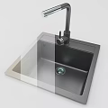 Black Single Bowl Kitchen Sink With Modern Faucet And Quartz Material