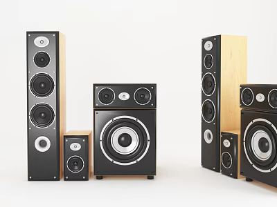 High Quality Home Theater Speaker System With Floorstanding Bookshelf Satellite And Subwoofer Speakers 3d model
