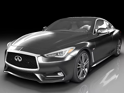 Infiniti Black Coupe Car With Sleek Body Sporty Wheels And Shiny Surface 3d model