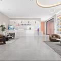 Modern Hotel Lobby Interior Featuring Reception Desk Sofa Green Plants And Chandelier