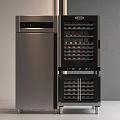 Modern Stainless Steel Wine Cooler and Refrigerator as Kitchen Appliances in Home