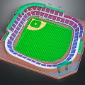 Baseball Stadium 3D Model With Green Field Purple Seats And Circular Design