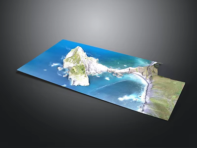 Detailed 3D Terrain Model Featuring Island Ocean Beach and Cliff 3d model