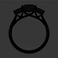Elegant Gold Diamond Ring Featuring Central Stone And Side Accents On Dark Surface 3d model