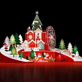 Festive Christmas Art Installation With Red House Christmas Tree Ferris Wheel And Small Trees