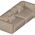Modern Cozy Light Colored Two-Seater Sofa With Soft Pillows and Throw Blanket