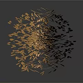 Abstract Golden Spiral Sculpture Composed Of Metallic Leaves With Reflective Surface